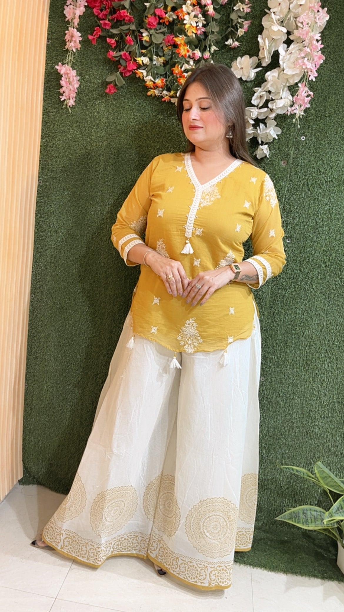 Beautiful three piece kurta set with embroidery and handwork