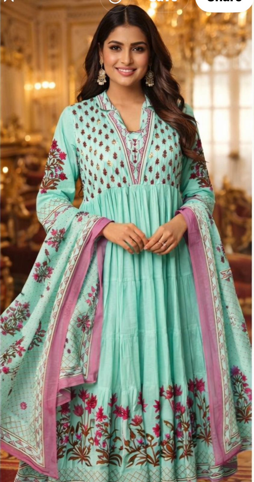 Handworked Pure Cotton Anarkali Kurta Set with Mal Cotton Lining – Heavy Flare