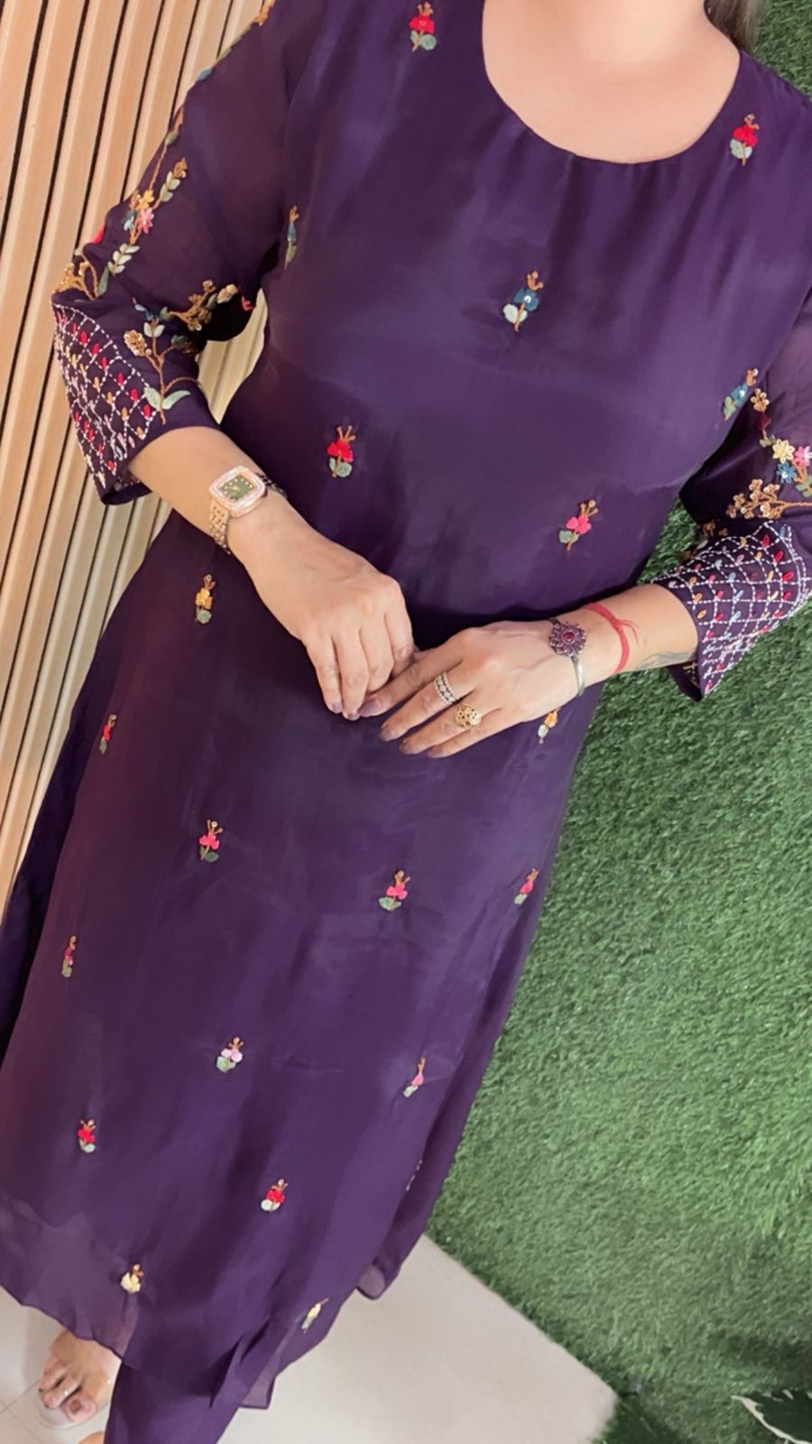 Elegant Mal Chendri A-Line Anarkali 3-Piece Set with Cotton Lining