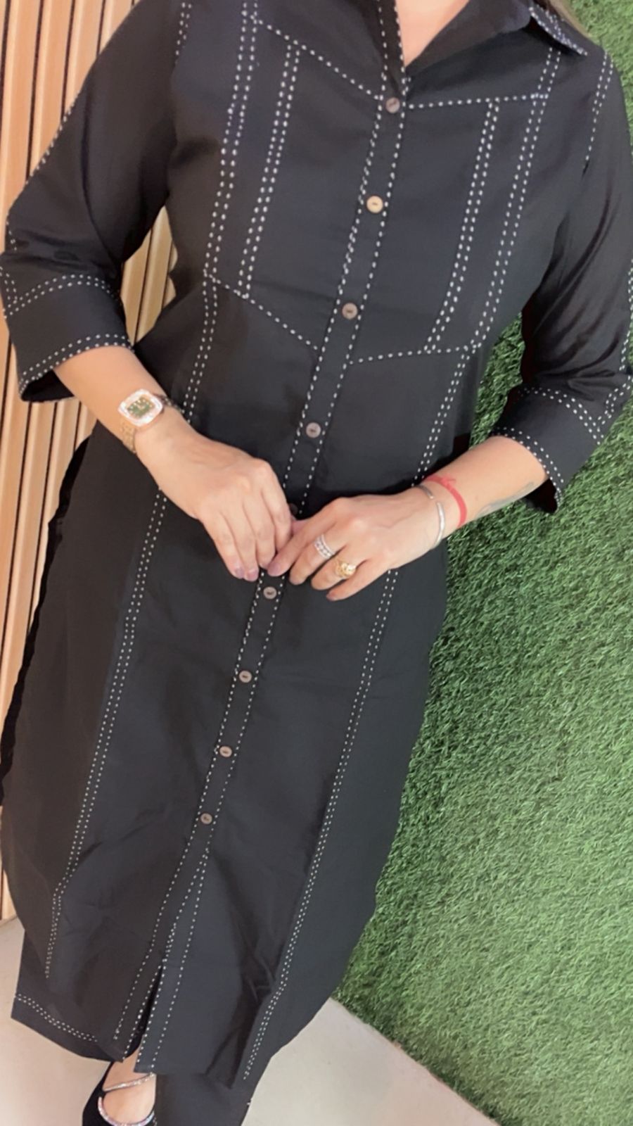 Pure Cotton 2-Piece Kurta Set with 3/4 Sleeves