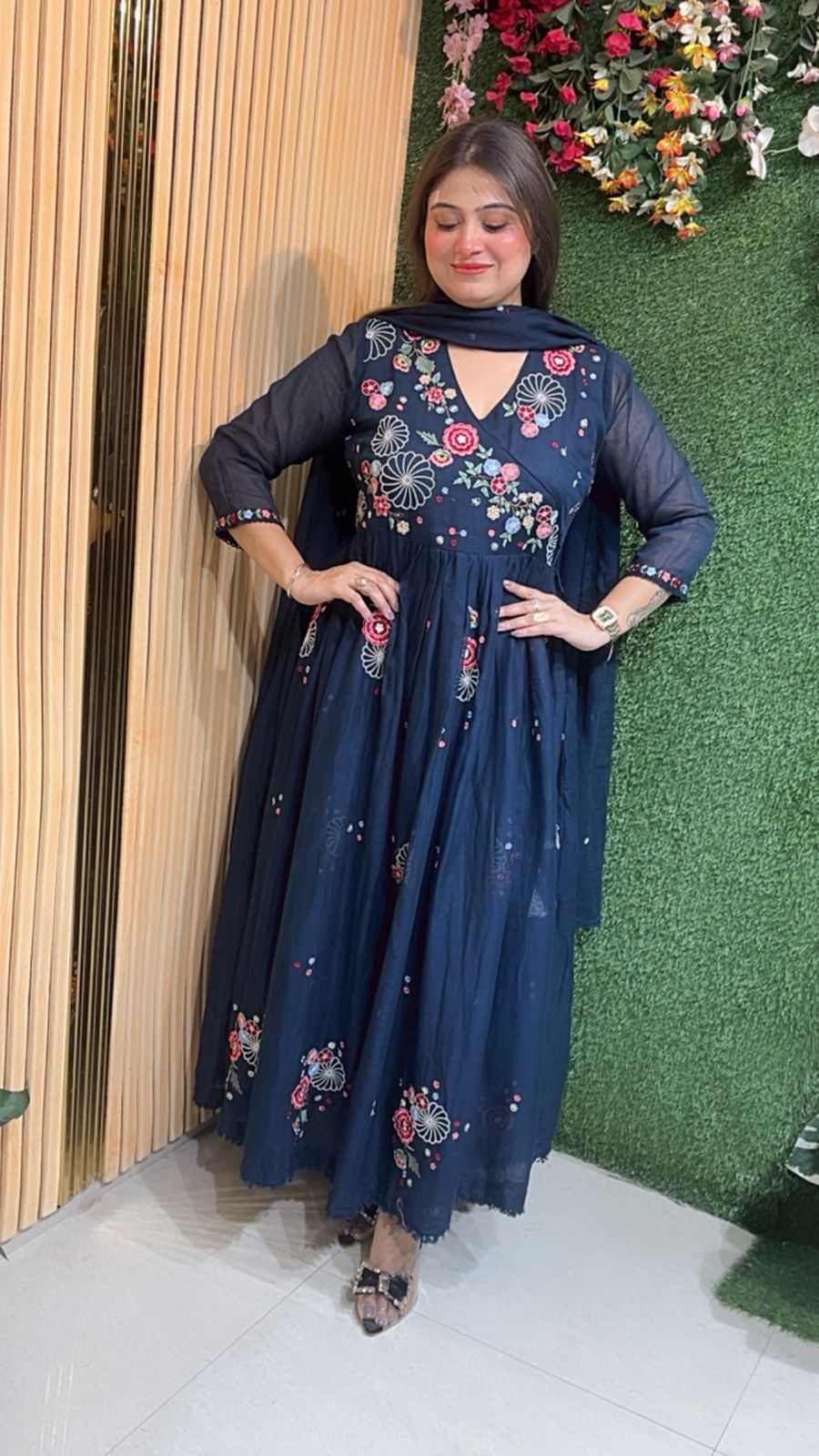 Stylish Mal Cotton Anarkali Suit with Lining