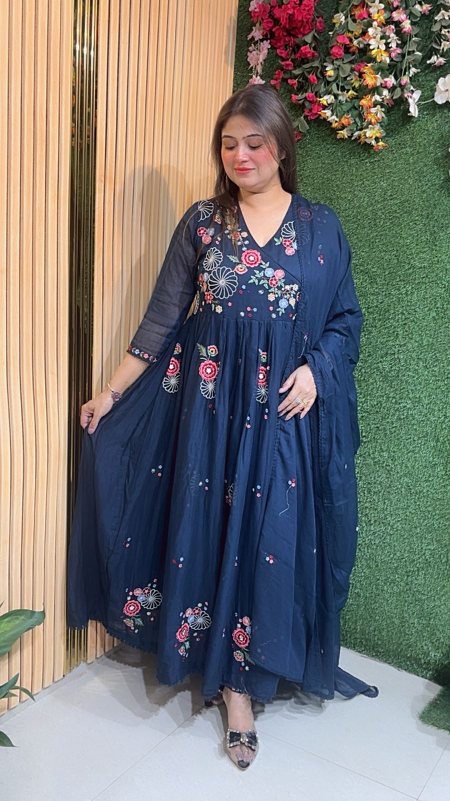 Stylish Mal Cotton Anarkali Suit with Lining