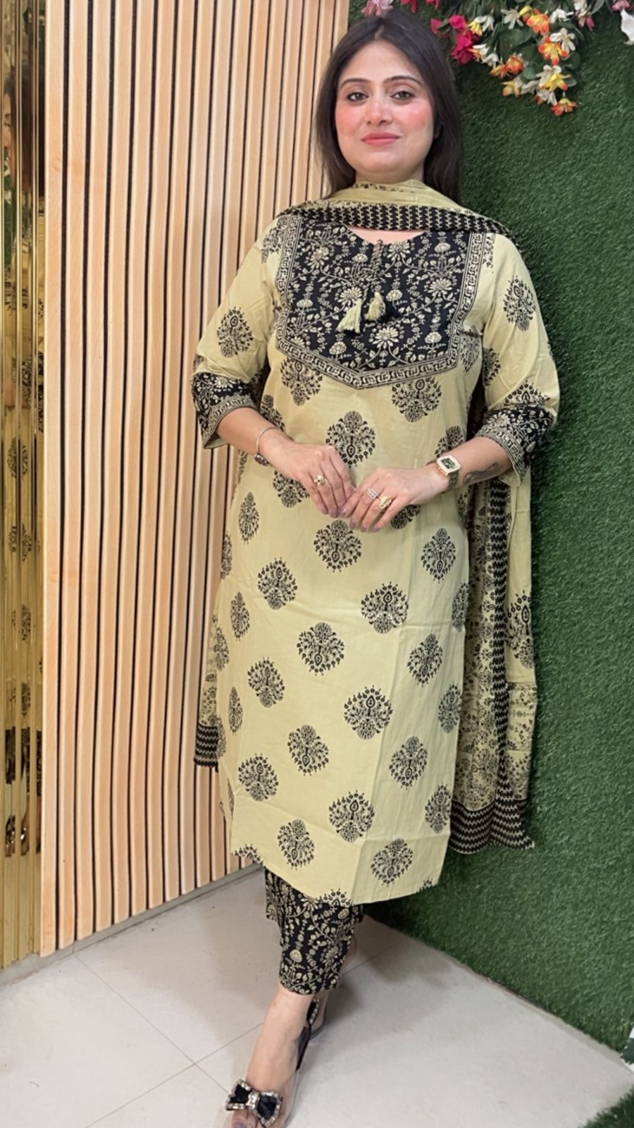 Elegant Pure Cotton 3-Piece Kurta Set