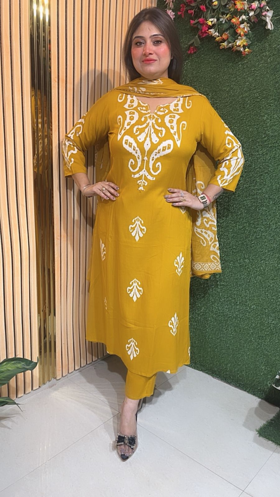Elegant 3-Piece Rayon Modal Kurta Set with Neck Work