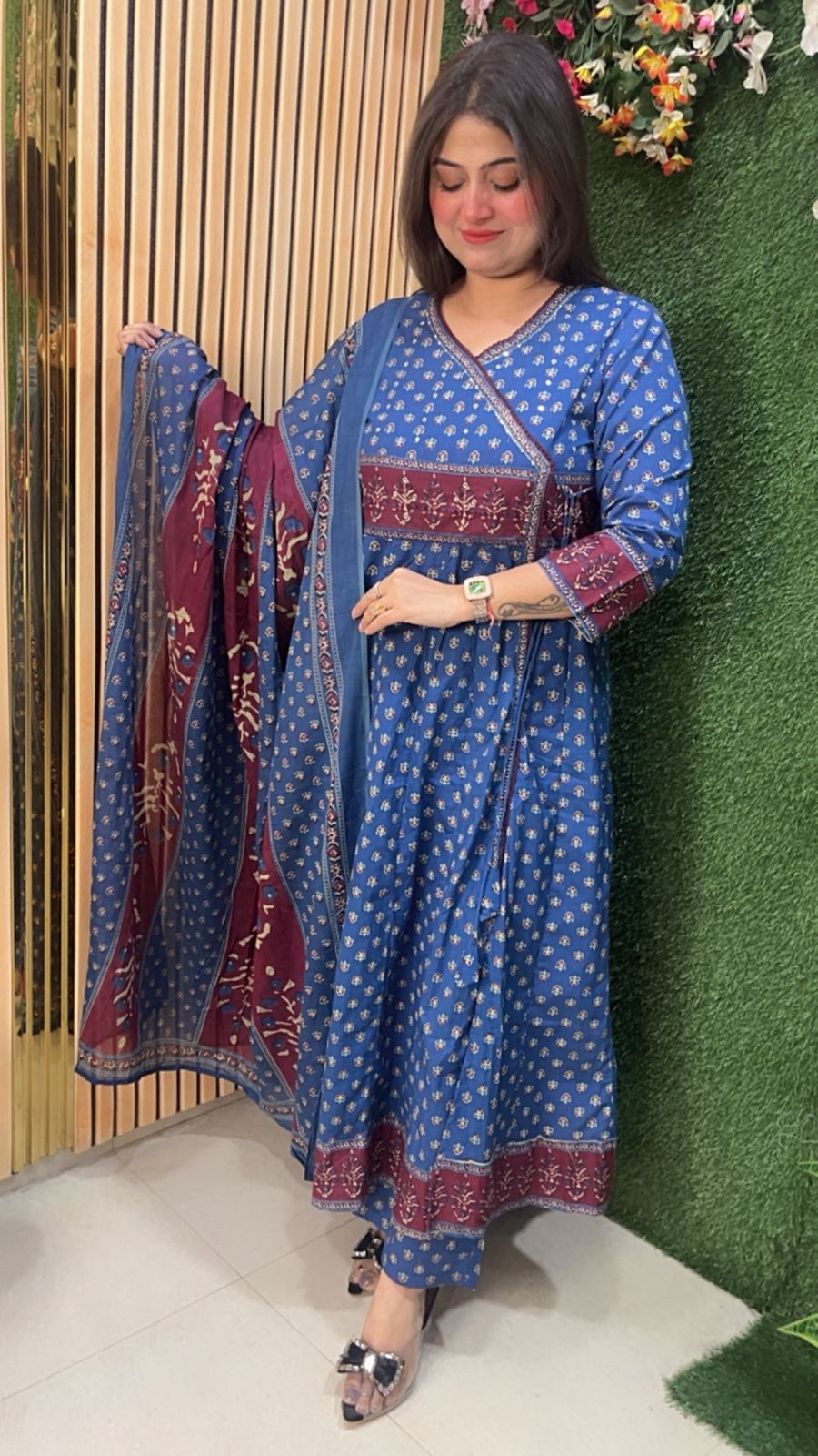 Elegant Pure Cotton Anarkali Suit