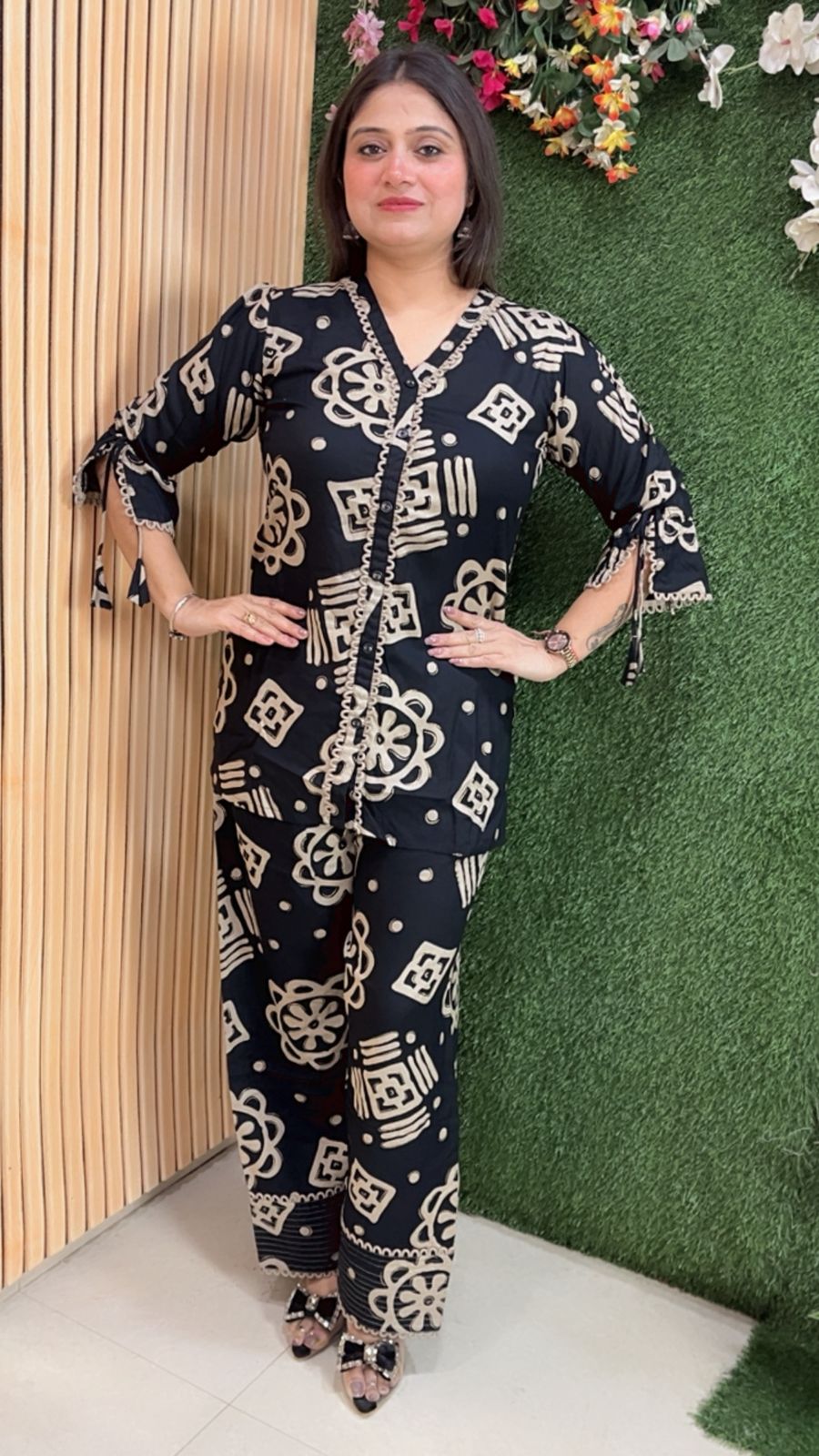 Elegant Rayon Modal Farshi Salwar Co-Ord Set | Black