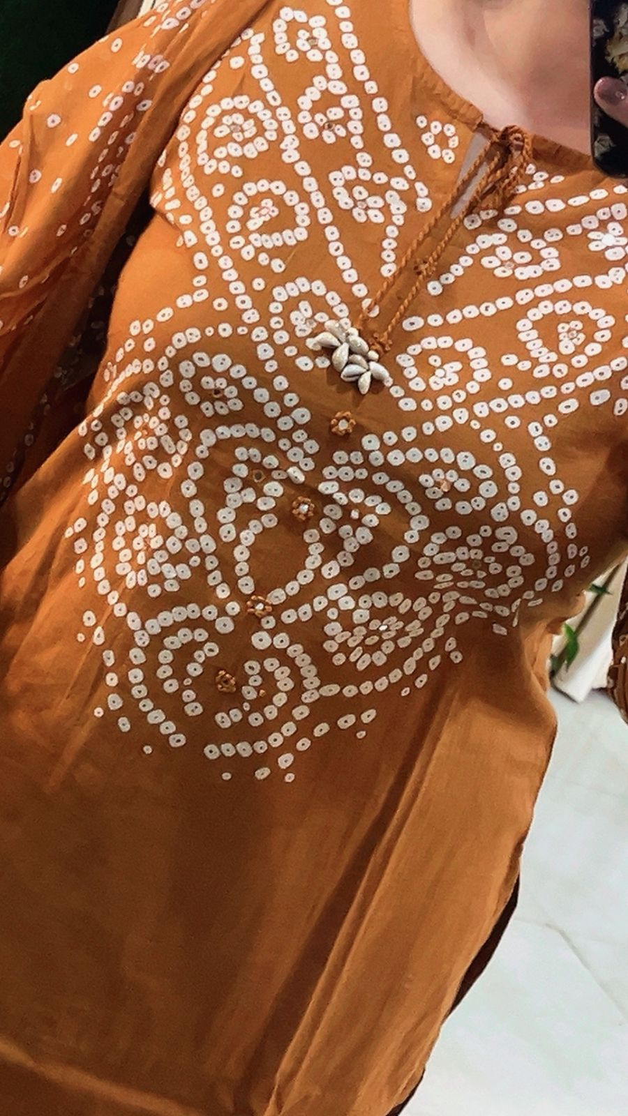 Elegant Cotton Bandhani Print 3-Piece Kurta Set
