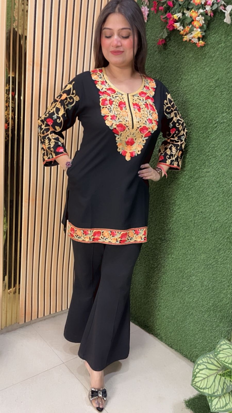 Elegant Rayon Modal Short Kurti with Kashmiri Embroidery Work
