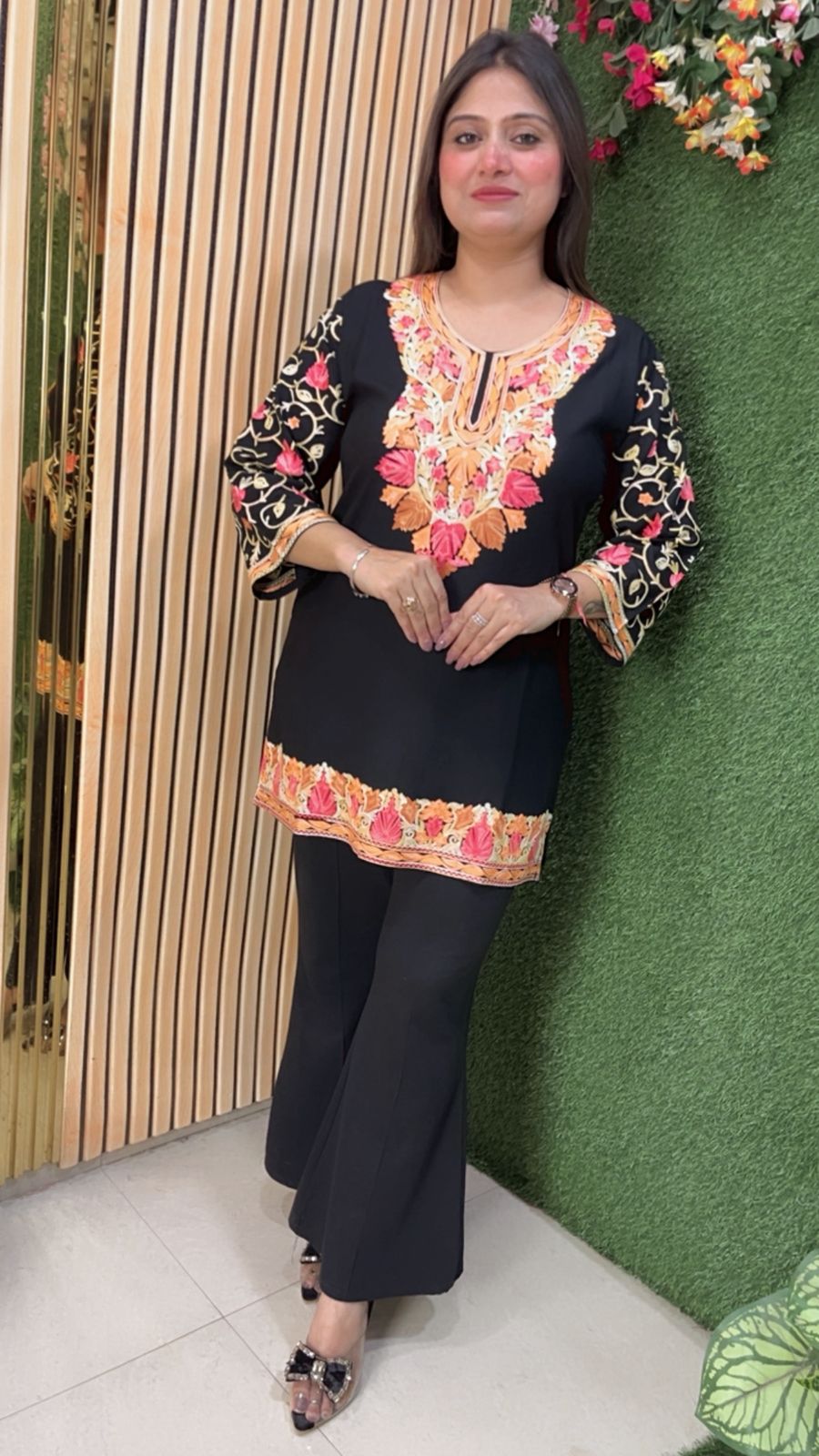 Elegant Rayon Modal Short Kurti with Kashmiri Embroidery Work