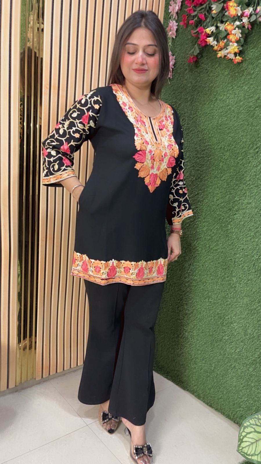 Elegant Rayon Modal Short Kurti with Kashmiri Embroidery Work