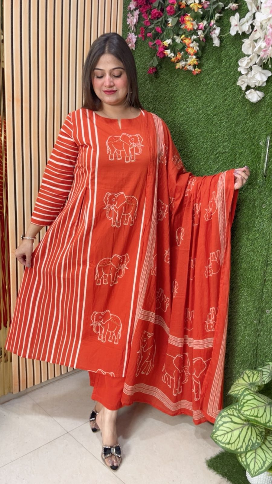 Premium A-Line Pure Cotton 3-Piece Kurta Set
