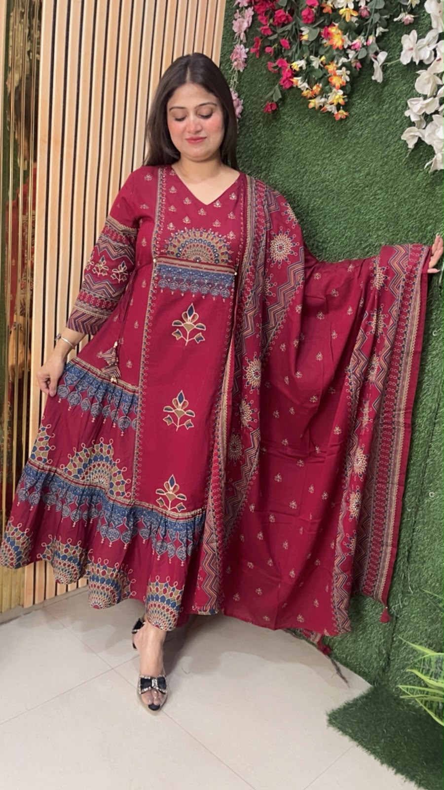 Elegant Pure Cotton Anarkali Suit