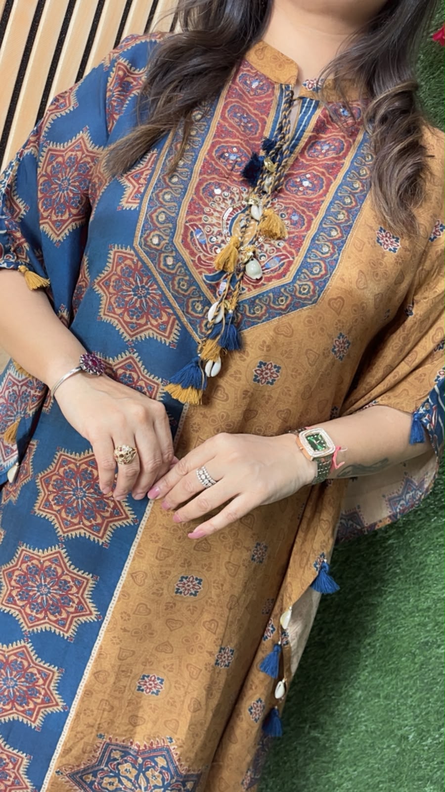 Premium Butter Maslin 2-Piece Kaftan Set with Handwork