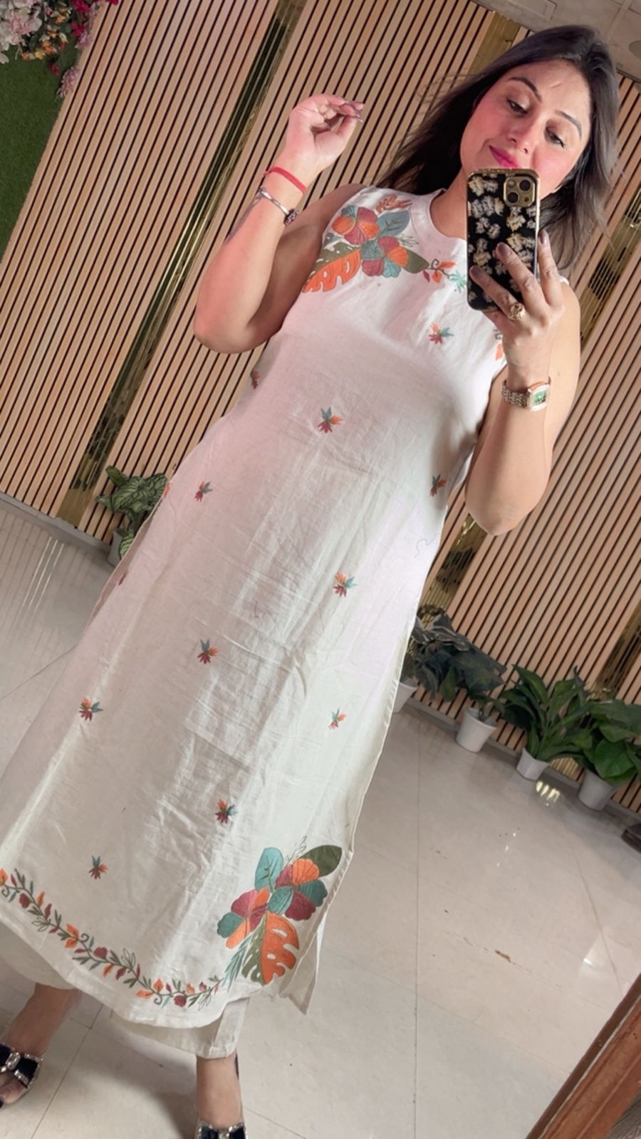 pure cotton two piece kurta set with embroidery