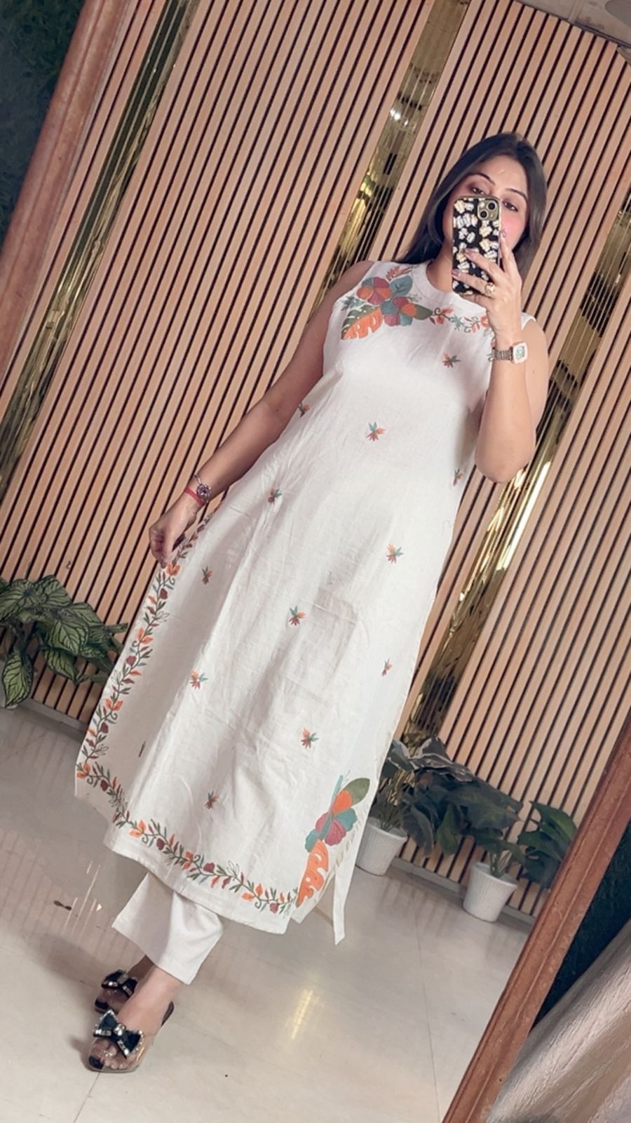 pure cotton two piece kurta set with embroidery