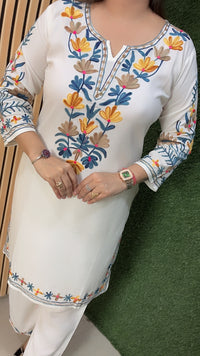 Beautiful coord set pure reyon modal fabric with Kashmiri embroidery work