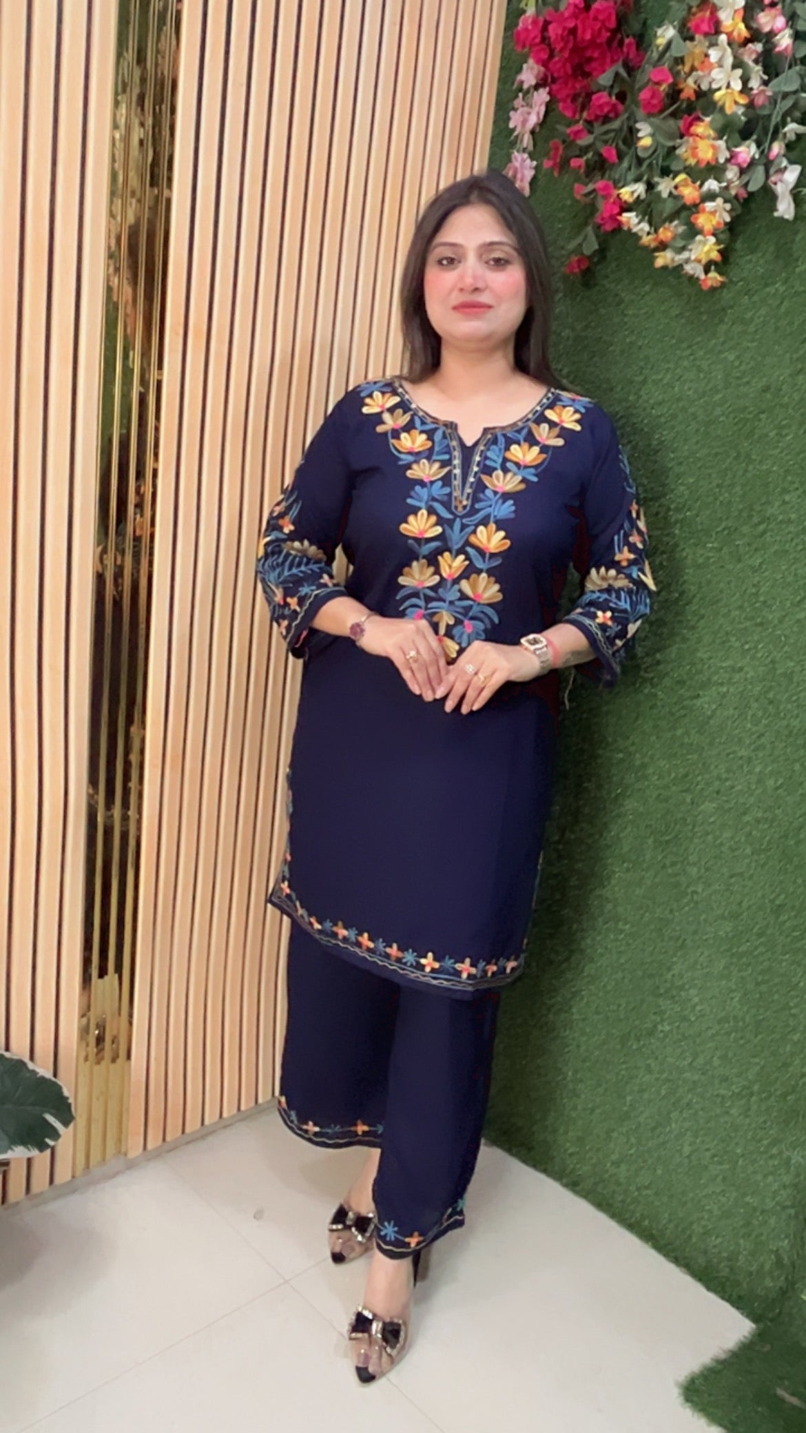 Beautiful coord set pure reyon modal fabric with Kashmiri embroidery work