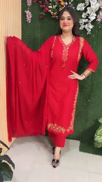 Pure cotton 3 piece kurta set with full embroidered