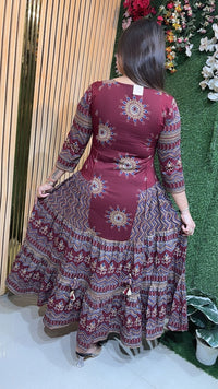 Pure Cotton Heavy Flair Anarkali Suit with 3/4 Sleeves