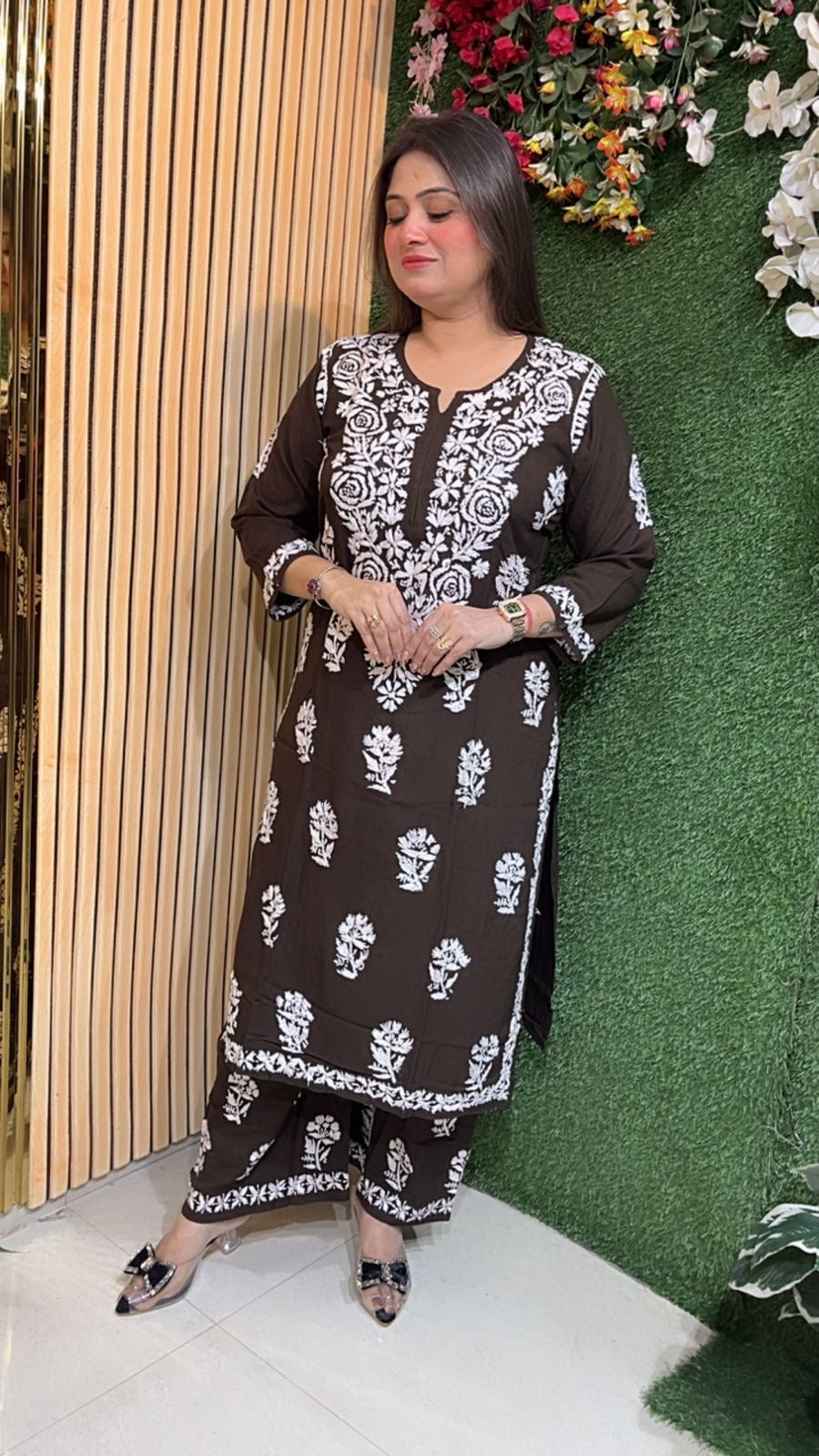 Rayon Modal Kurta Set with Lucknowi Work – Elegant Daily