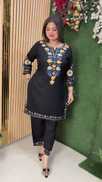 Beautiful coord set pure reyon modal fabric with Kashmiri embroidery work