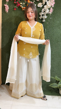 Beautiful three piece kurta set with embroidery and handwork