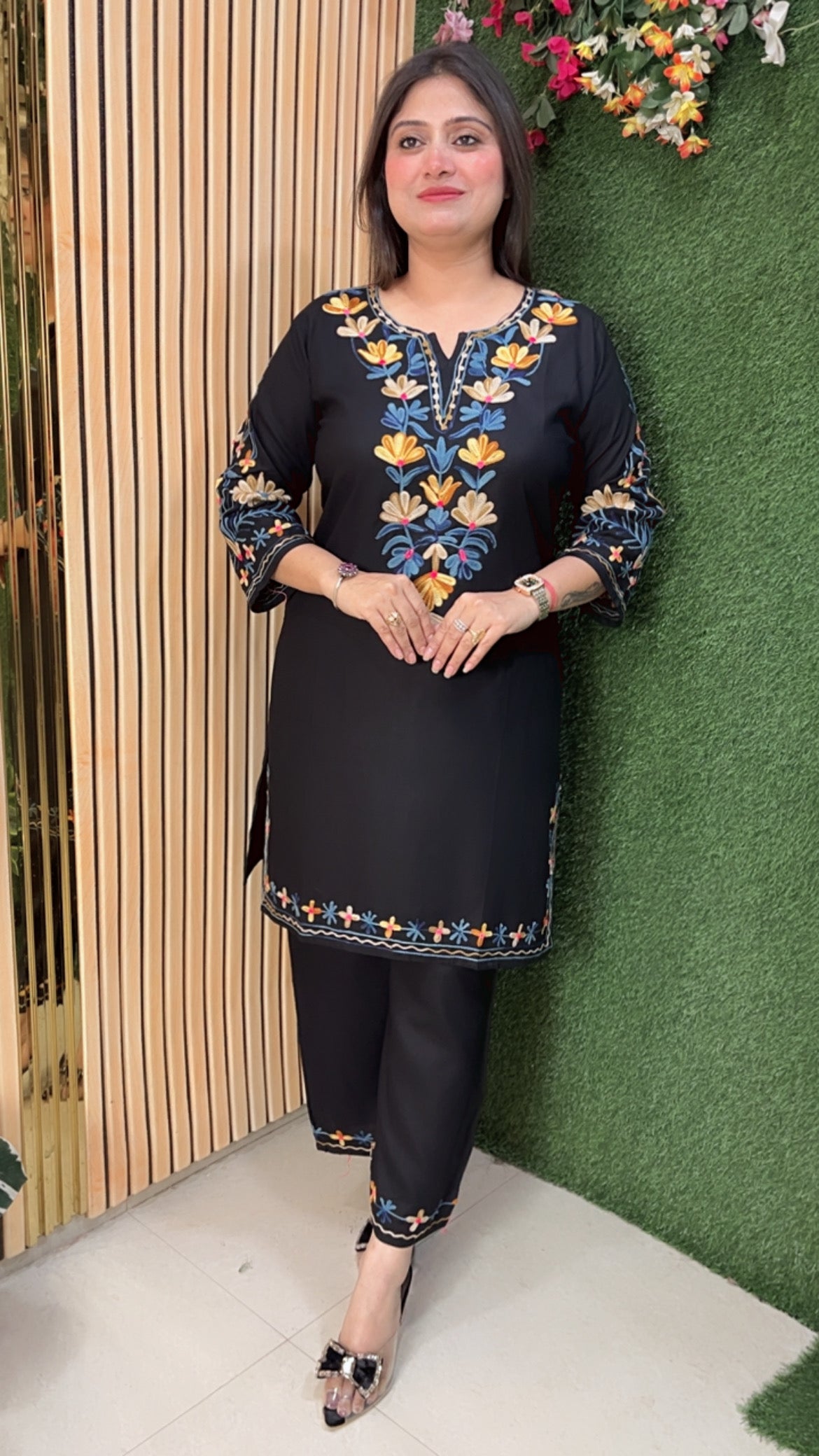 Beautiful coord set pure reyon modal fabric with Kashmiri embroidery work