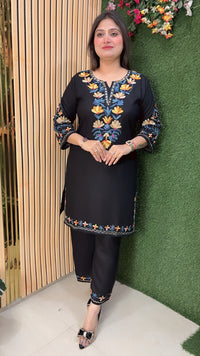 Beautiful coord set pure reyon modal fabric with Kashmiri embroidery work