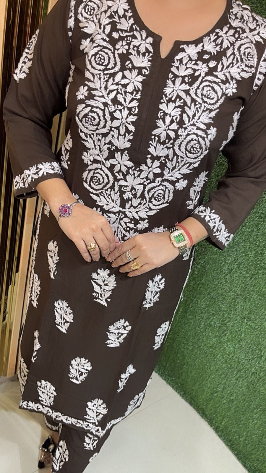 Rayon Modal Kurta Set with Lucknowi Work – Elegant Daily