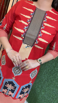 Pure Cotton 3-Piece Rust Kurta Set for Women | 3/4 Sleeves | Comfortable Ethnic Wear