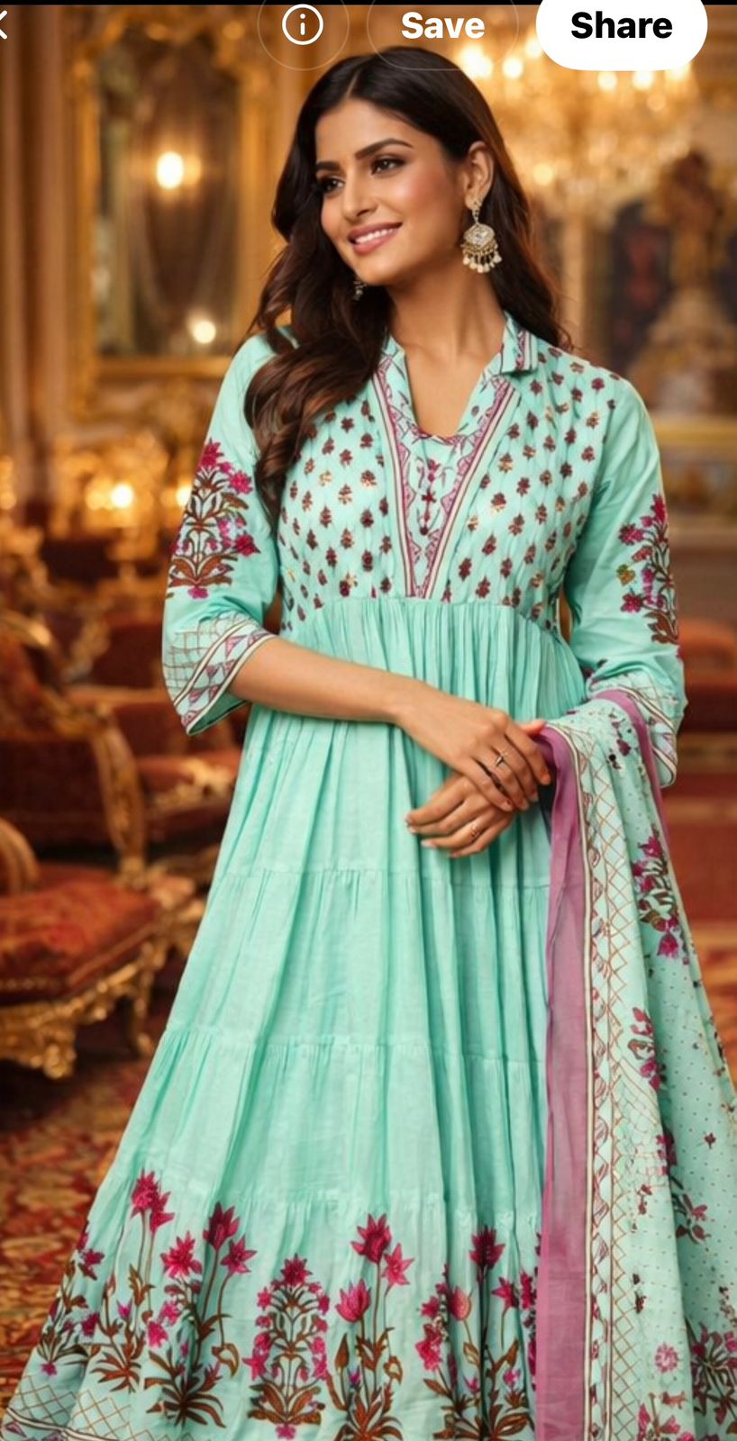 Handworked Pure Cotton Anarkali Kurta Set with Mal Cotton Lining – Heavy Flare