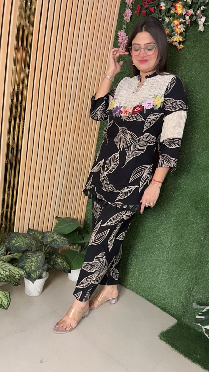 Elegant Pure Cotton Embroidered Co-ord Set for Women
