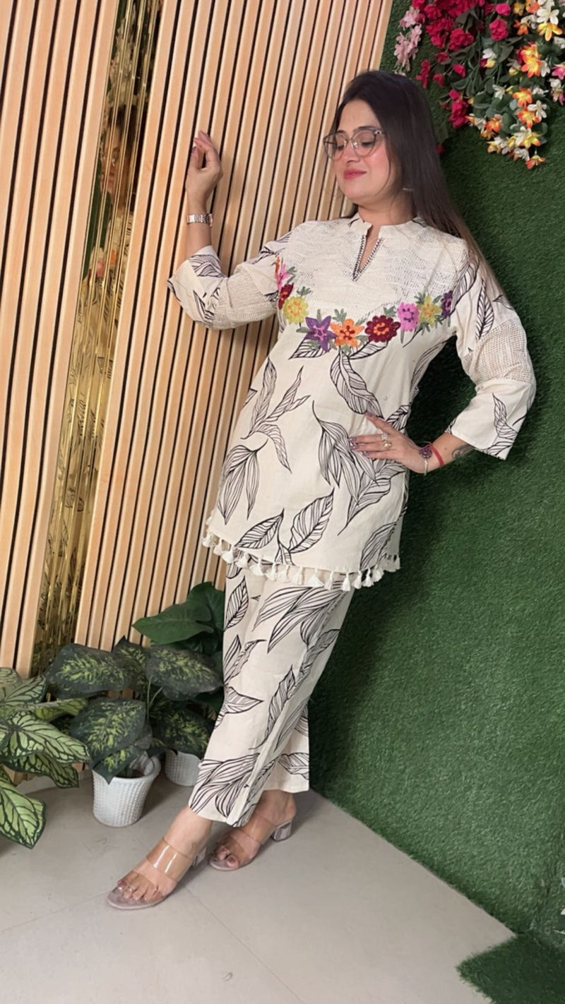 Pure Cotton Embroidered Co-Ord Set for Women