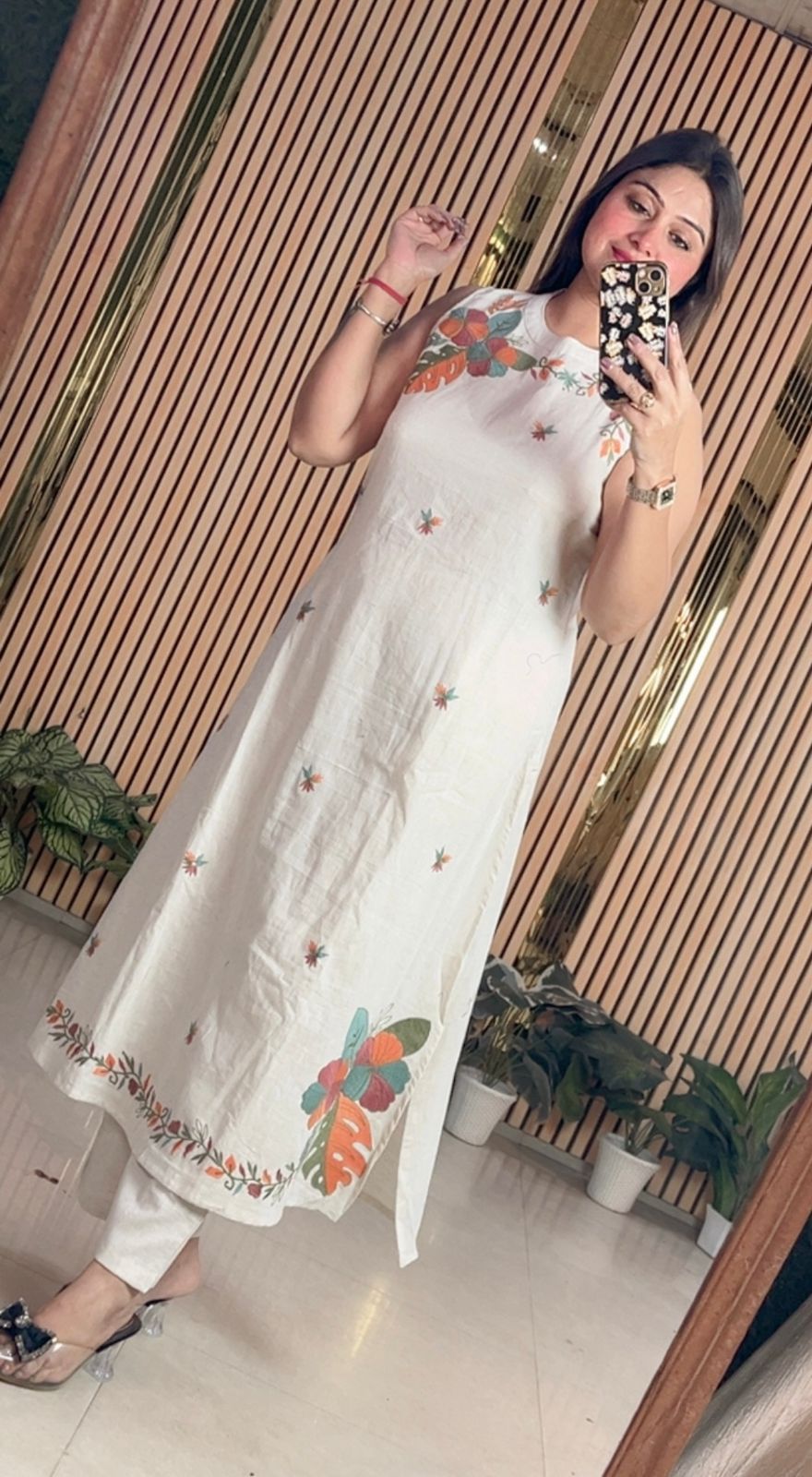 pure cotton two piece kurta set with embroidery