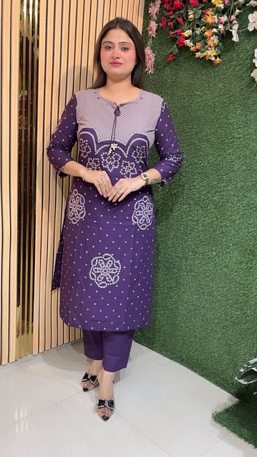 Elegant Pure Cotton Three Piece Kurta Set for Women with Dupatta | Purple