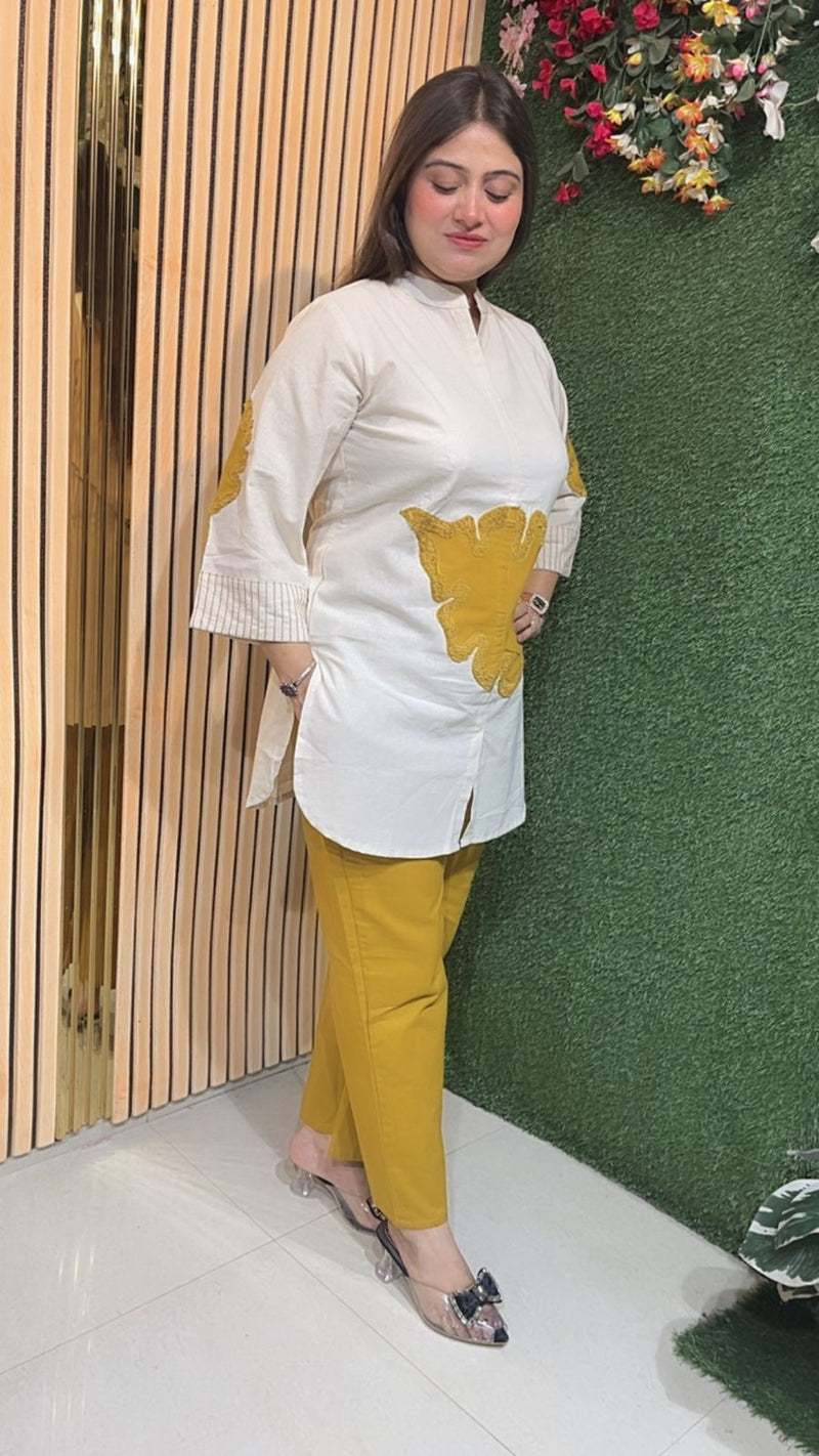 Trendy Pure Cotton Co-Ord Set – Short Kurta with Bottom
