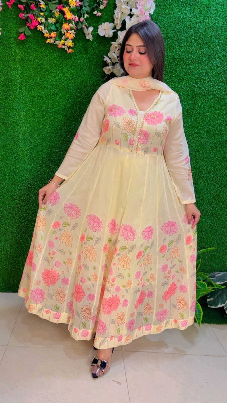 Elegant Handwork Anarkali Suit with Cotton Lining