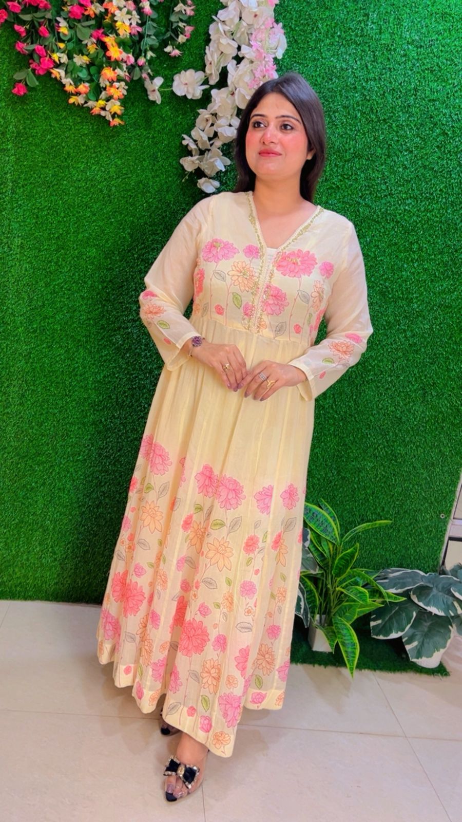 Elegant Handwork Anarkali Suit with Cotton Lining