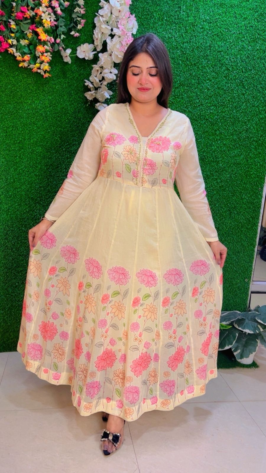 Elegant Handwork Anarkali Suit with Cotton Lining