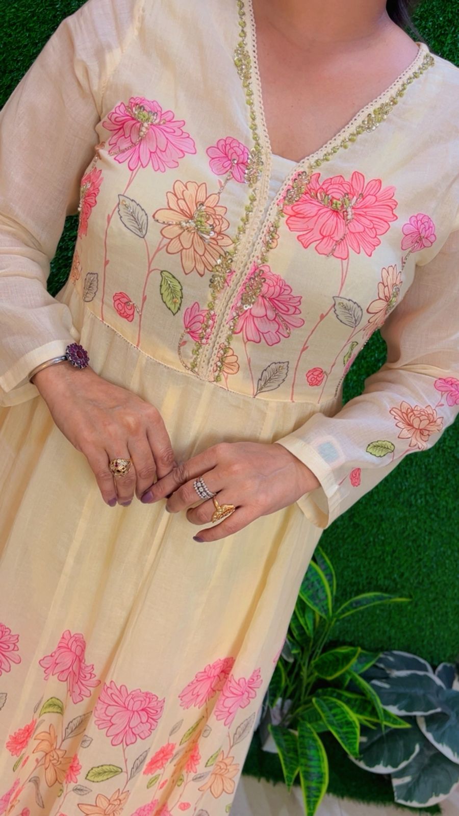 Elegant Handwork Anarkali Suit with Cotton Lining