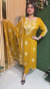 Elegant 3-Piece Rayon Modal Kurta Set with Neck Work