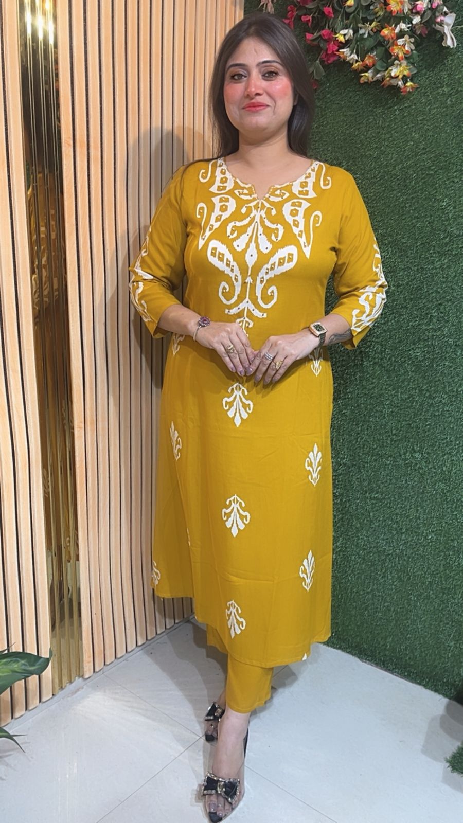 Elegant 3-Piece Rayon Modal Kurta Set with Neck Work