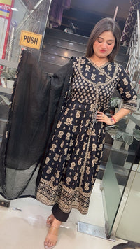 Elegant Pure Cotton Anarkali Suit – 3/4 Sleeves