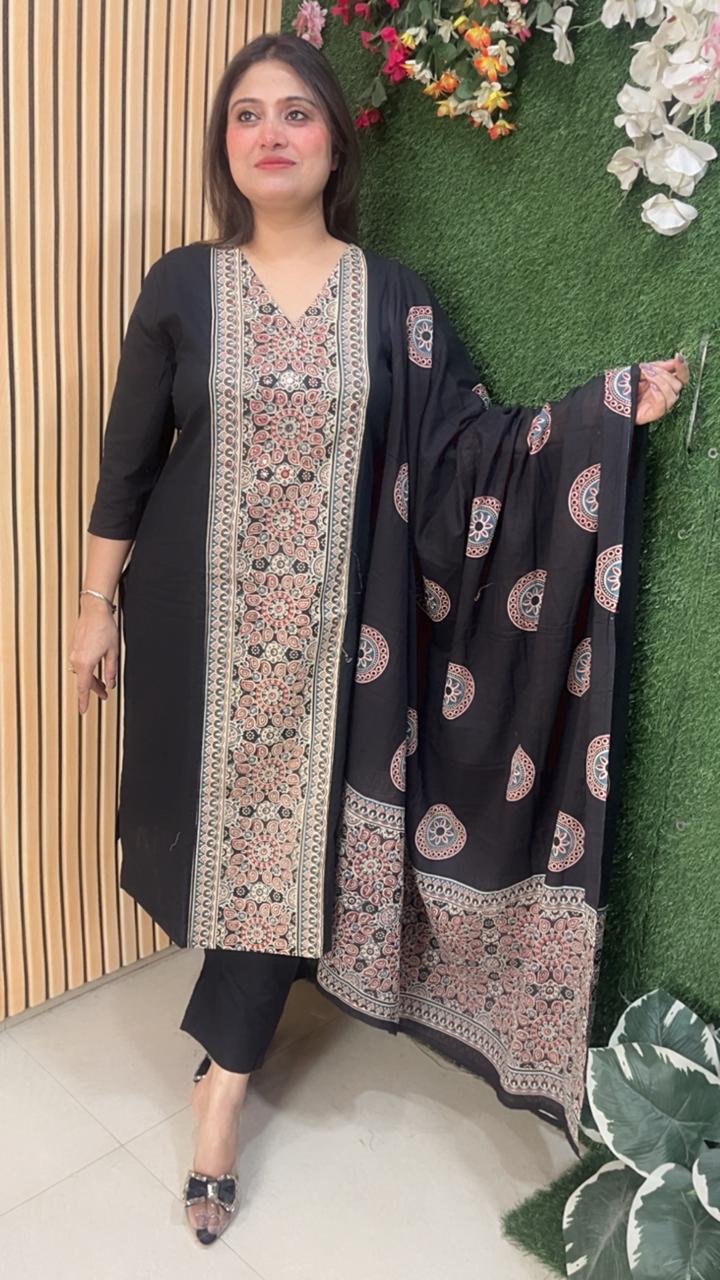 Elegant Pure Cotton 3-Piece Kurta Set