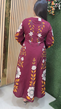 Elegant Pure Cotton Self-Print Anarkali Suit