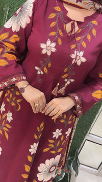 Elegant Pure Cotton Self-Print Anarkali Suit