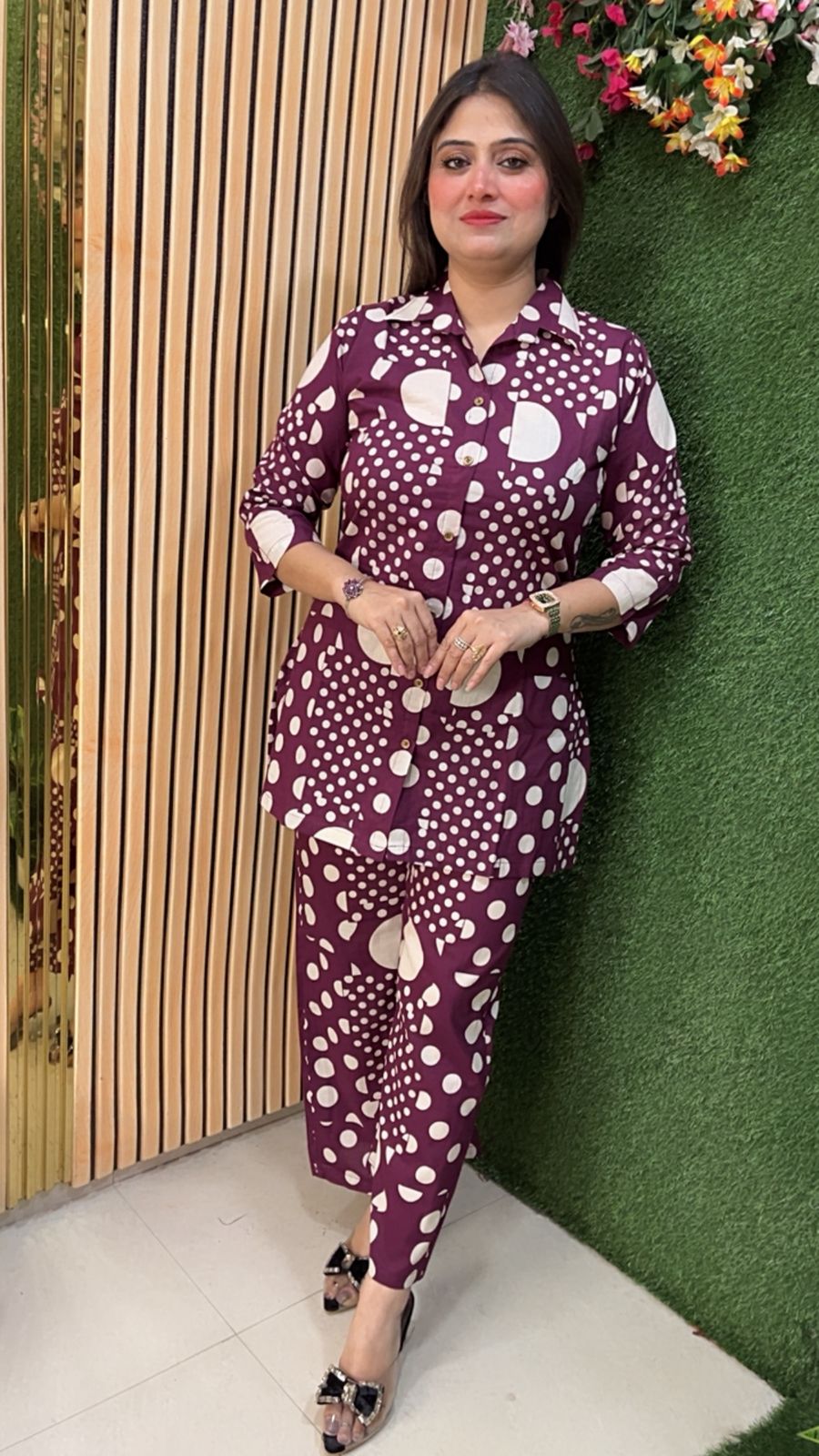 Stylish Pure Cotton Polka Dot Co-Ord Set