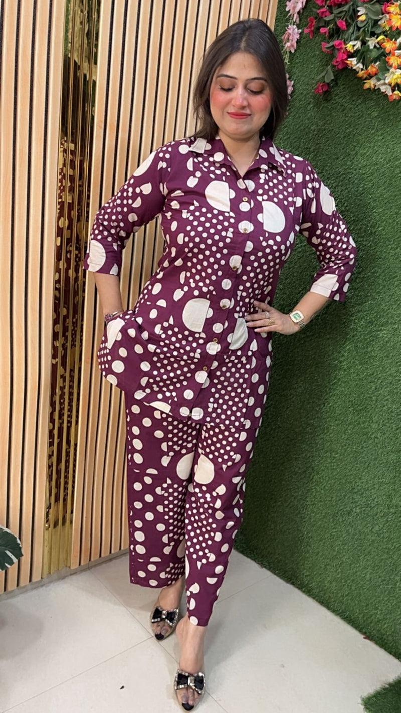 Stylish Pure Cotton Polka Dot Co-Ord Set