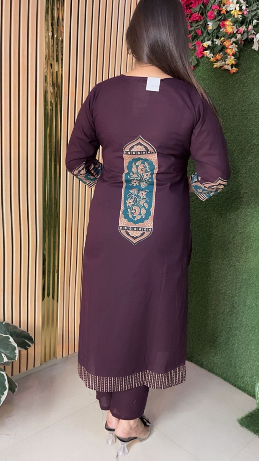 Elegant Pure Cotton 3-Piece Kurta Set | Deep Wine