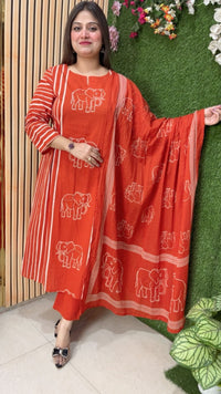Premium A-Line Pure Cotton 3-Piece Kurta Set